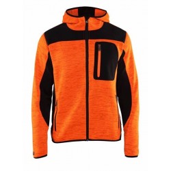 Veste tricotée à capuche orange/noir